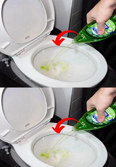 Pouring dishwashing liquid into the toilet – the secret trick of the plumbers