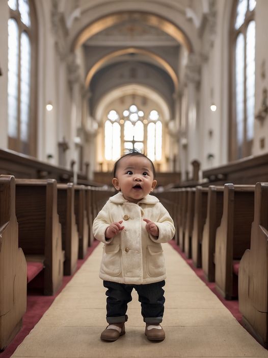 A 5-month-old baby suddenly started singing inside the church
